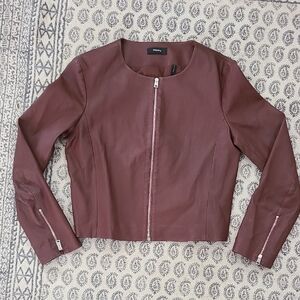 Theory Maroon Leather Jacket